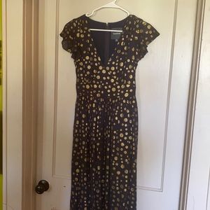 ModCloth Navy with Gold Polka Dots